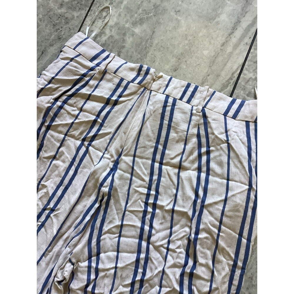Lucy Paris Blue Beige Striped Wide Leg Pants M - Picture 5 of 7